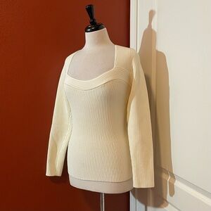 Bohme Women’s NWT Creme Ribbed Bodycon Lagenlook Soft‎ Sweater